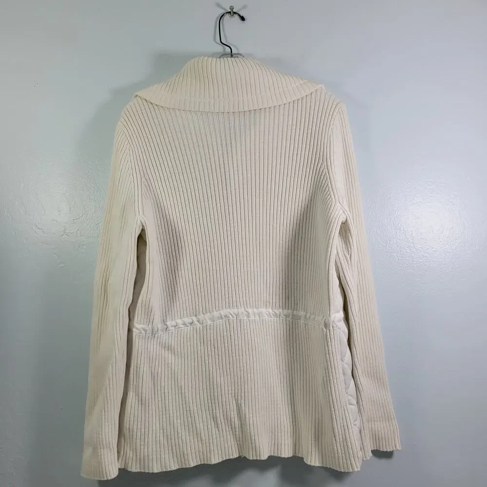 Jones New York White Quilted Front Ribbed Sweater Size XL 52022-0530 - Picture 4 of 7